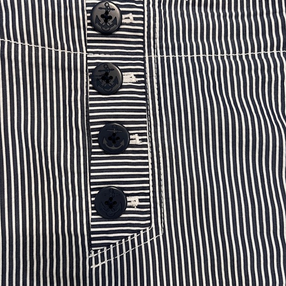 Talbots Nautical Seersucker Blue/White Striped Skirt Size 14 - Picture 2 of 6